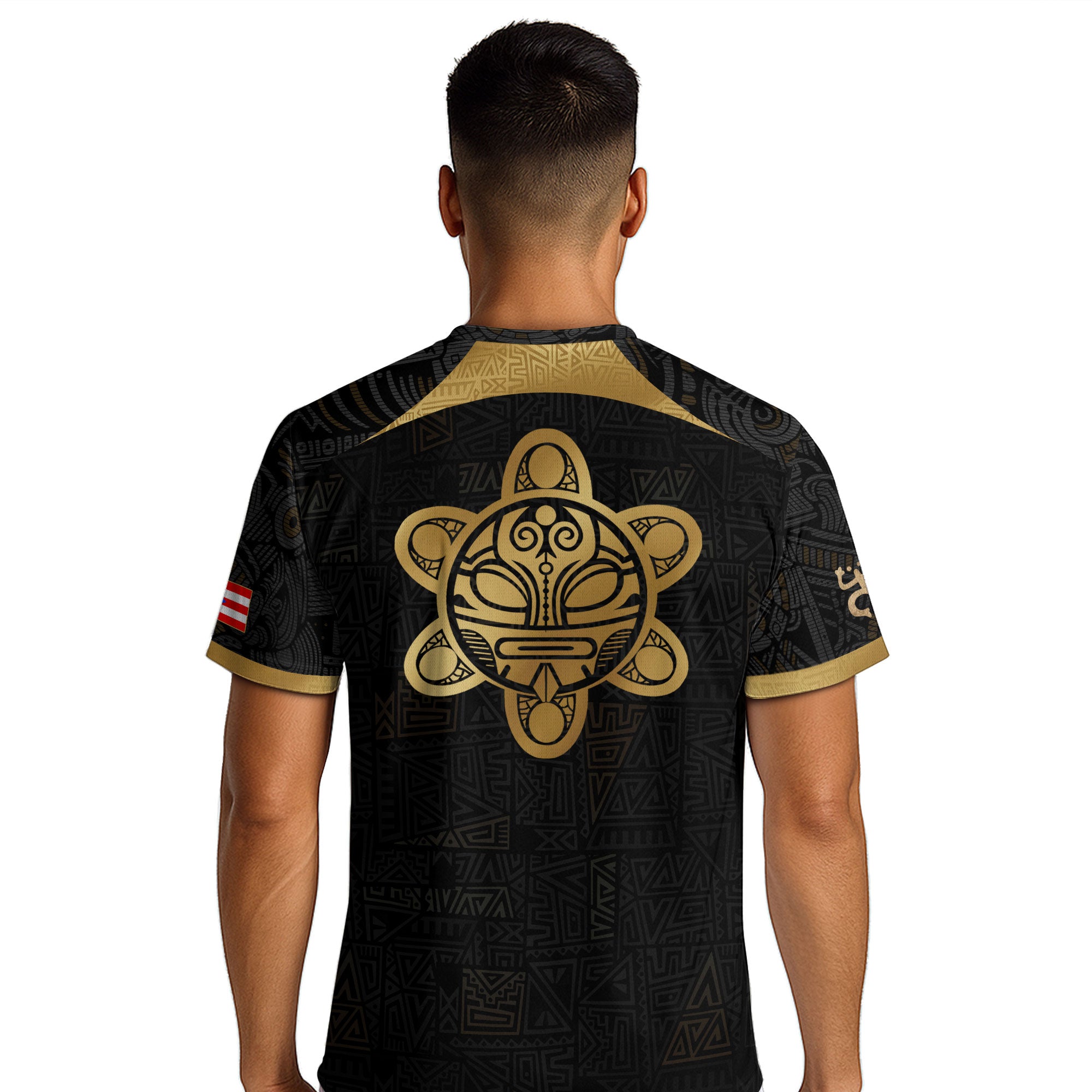 Puerto Rico Black Gold Tribal Graphic Taino Sun National Heritage Soccer Jersey