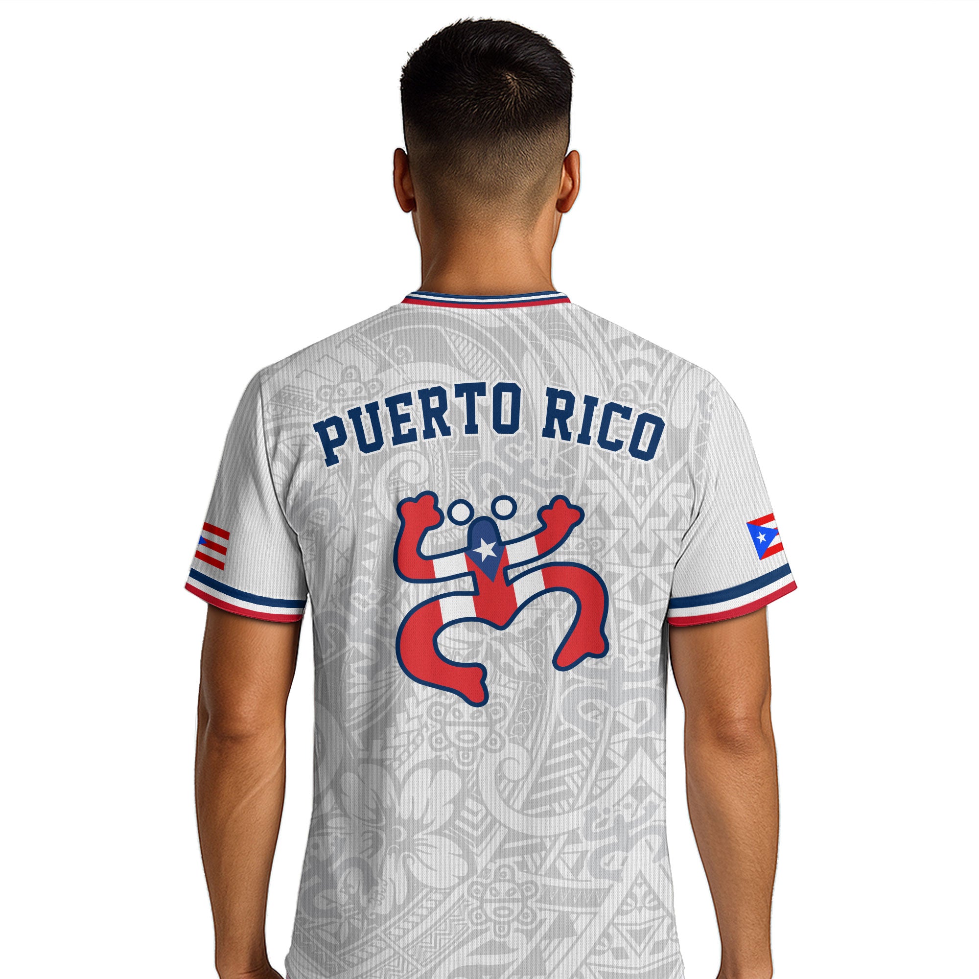 Puerto Rico Blanco Azul Boricua Coqui Rana Tribal Taino Nacional Orgullo Camiseta de Fútbol