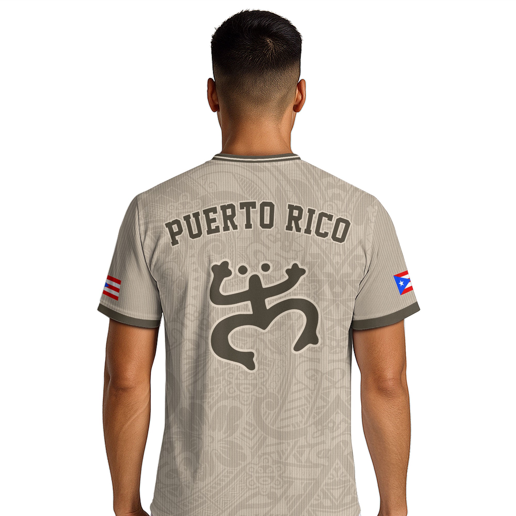 Puerto Rico Beige Tan Boricua Coqui Rana Tribal Taino Nacional Orgullo Camiseta de Fútbol