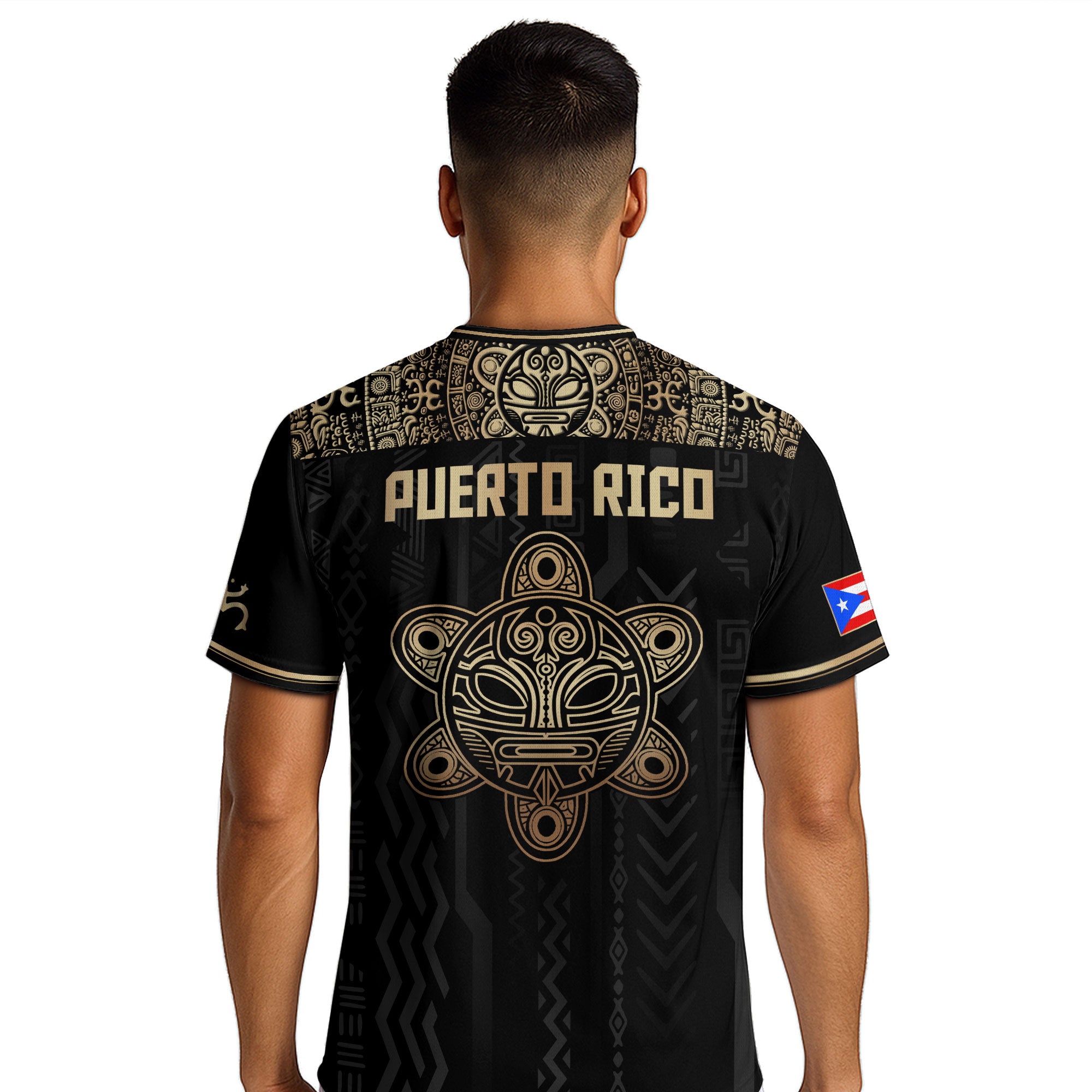 Puerto Rico Oro Negro Boricua Taino Sol Coqui Patriótico Cultural Fútbol Jersey