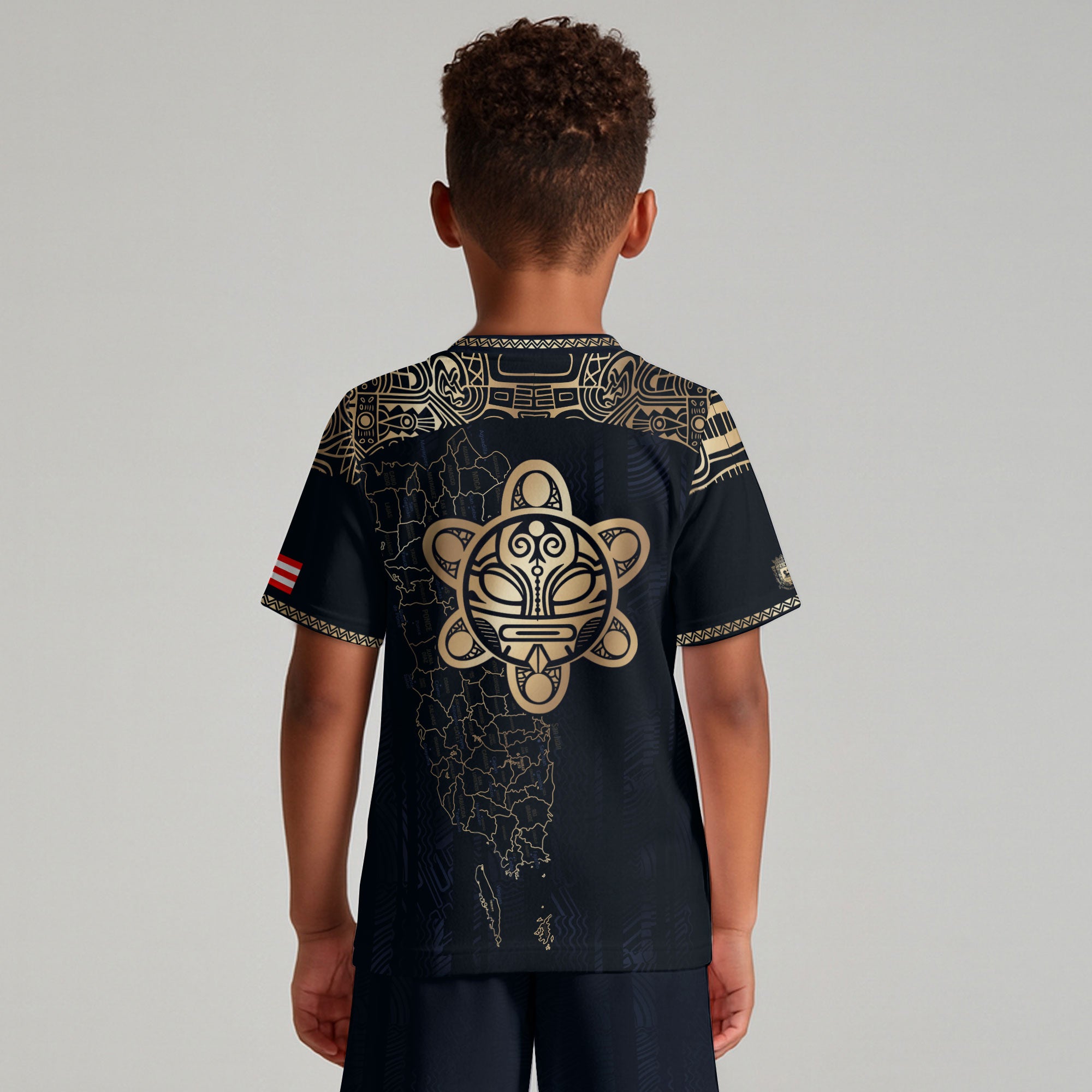 Puerto Rico Kids Youth Navy Gold Taino Sun Garita National Heritage Soccer Jersey