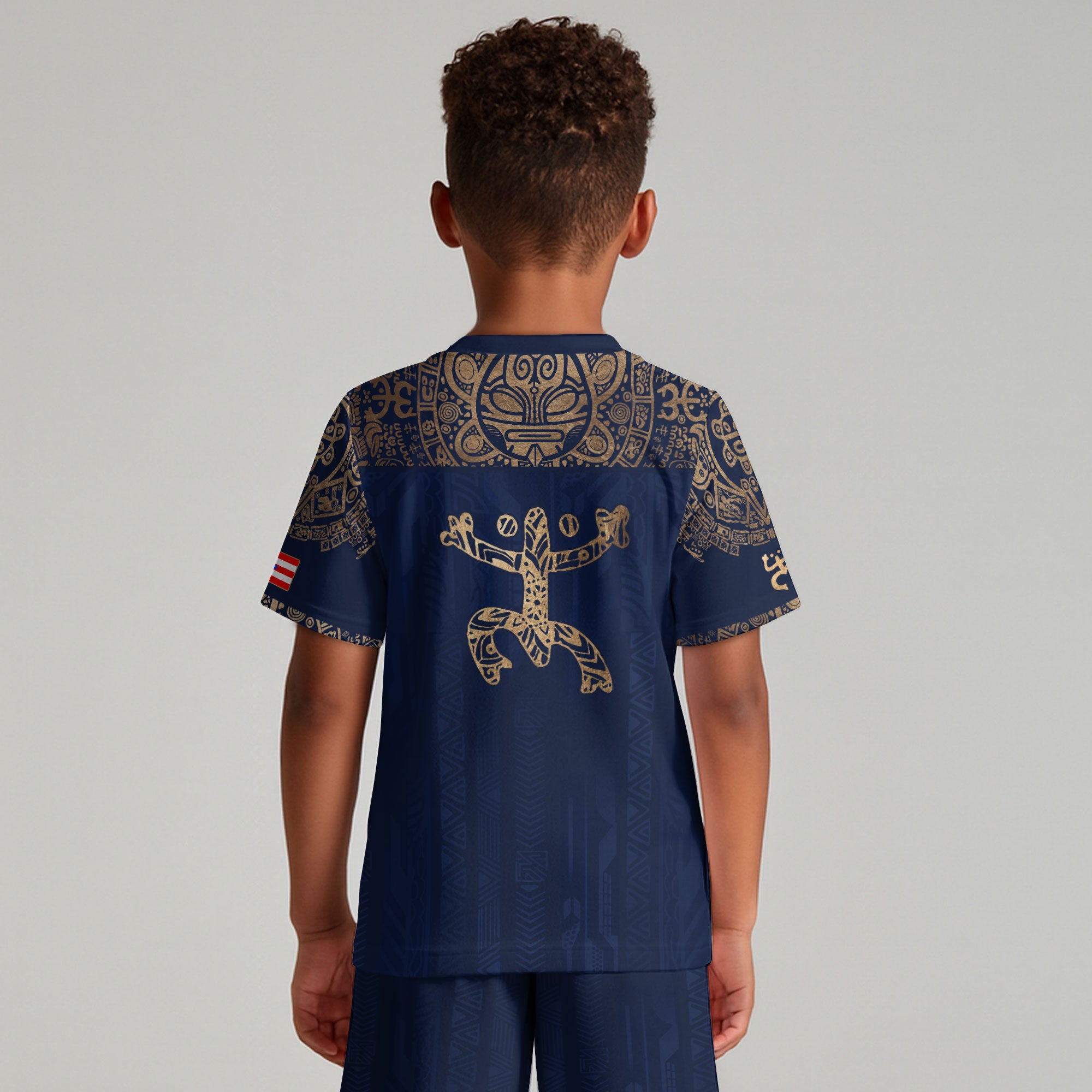 Puerto Rico Kids Youth Navy Gold Coqui Frog Garita Taino Sun Heritage Soccer Jersey