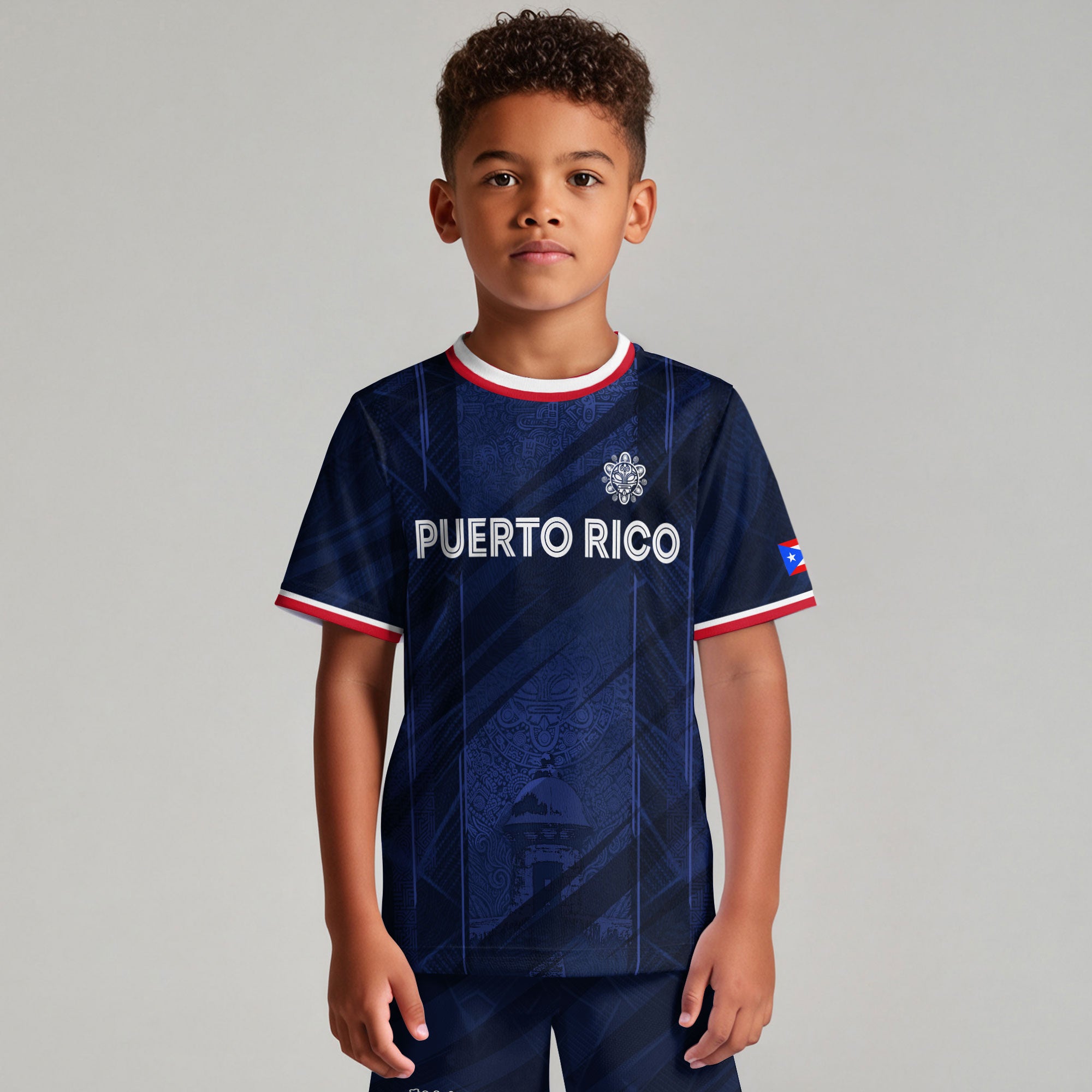 Puerto Rico Kids Youth Navy Coqui Frog Garita Heritage Boricua Soccer Jersey