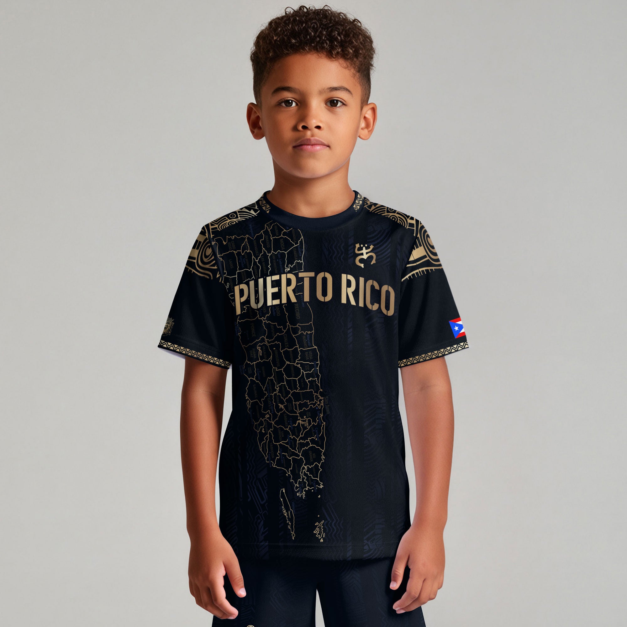Puerto Rico Kids Youth Navy Gold Taino Sun Garita National Heritage Soccer Jersey