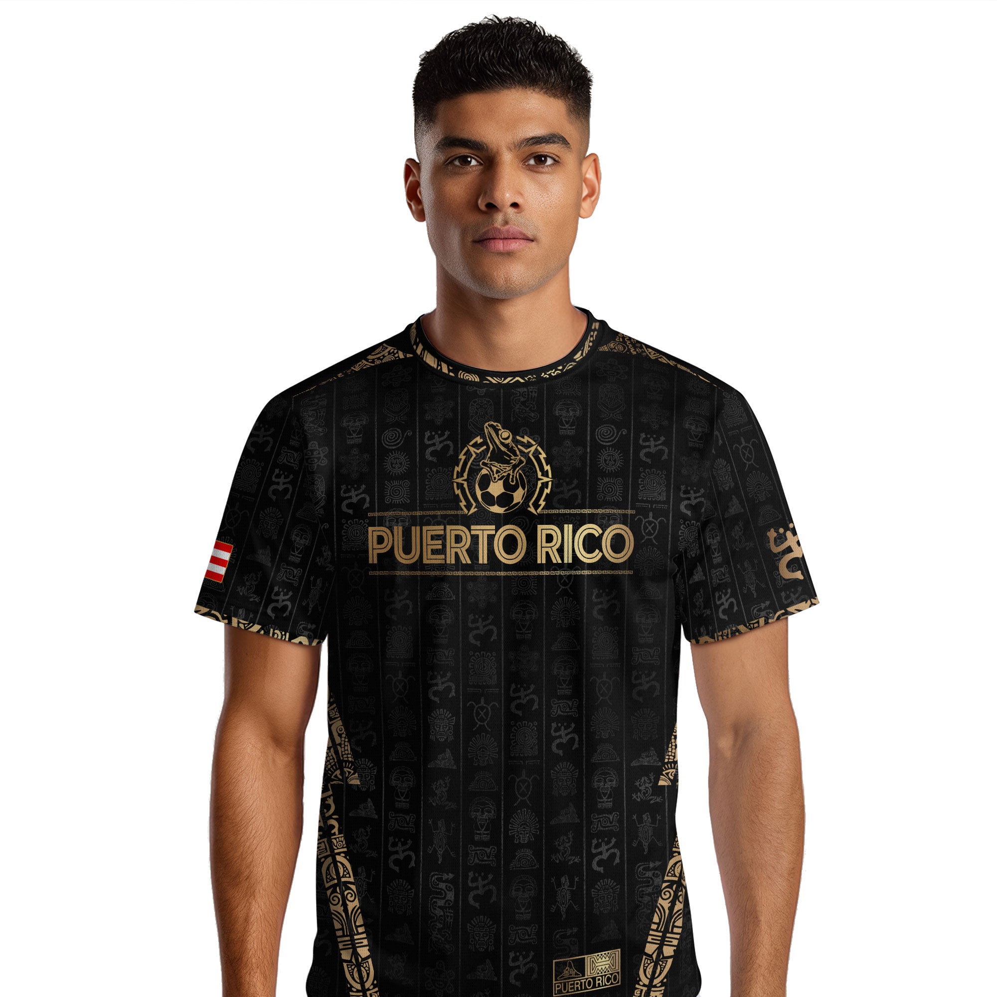 Puerto Rico Black Gold Taino Sun National Heritage Boricua Pride Soccer Jersey