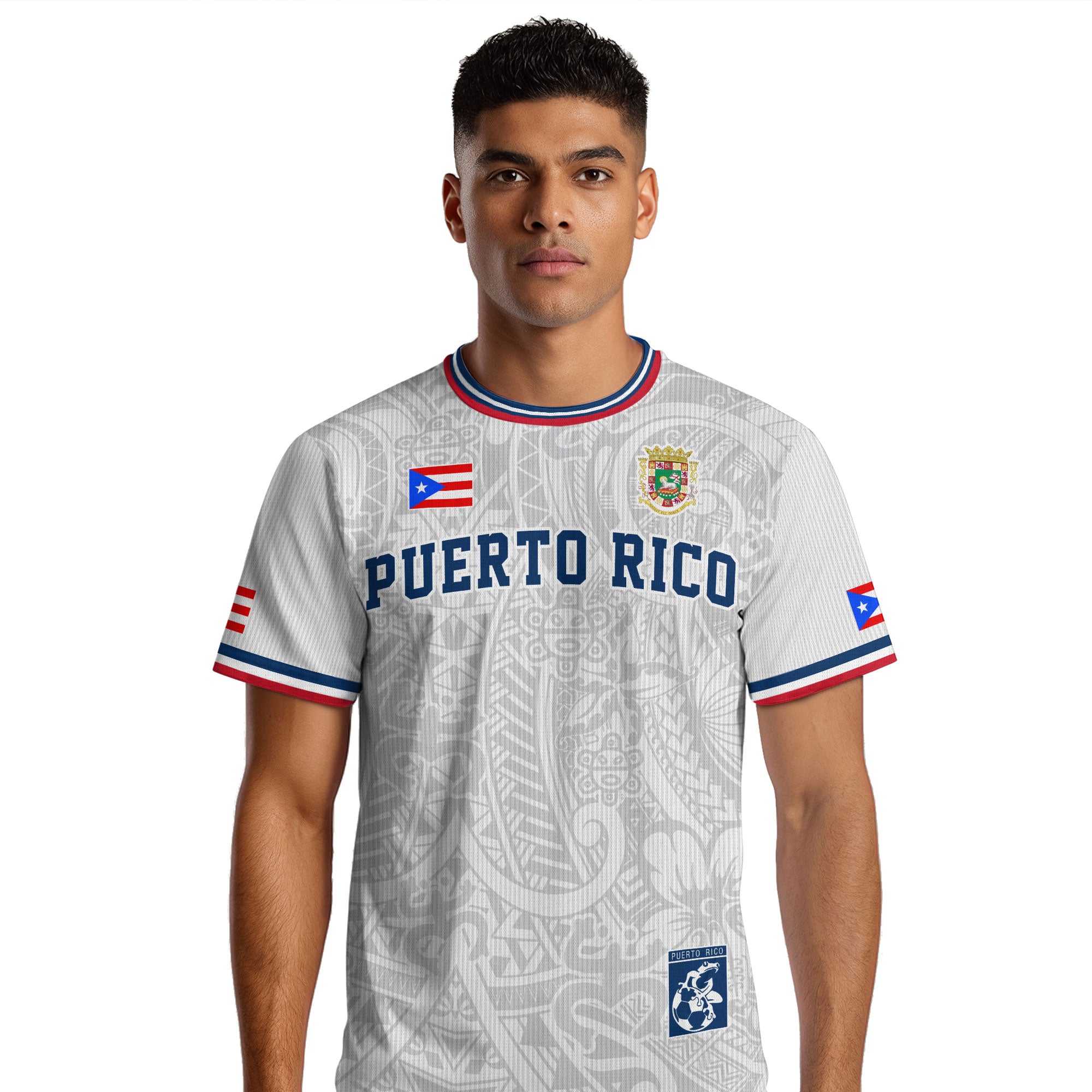 Puerto Rico Blanco Azul Boricua Coqui Rana Tribal Taino Nacional Orgullo Camiseta de Fútbol
