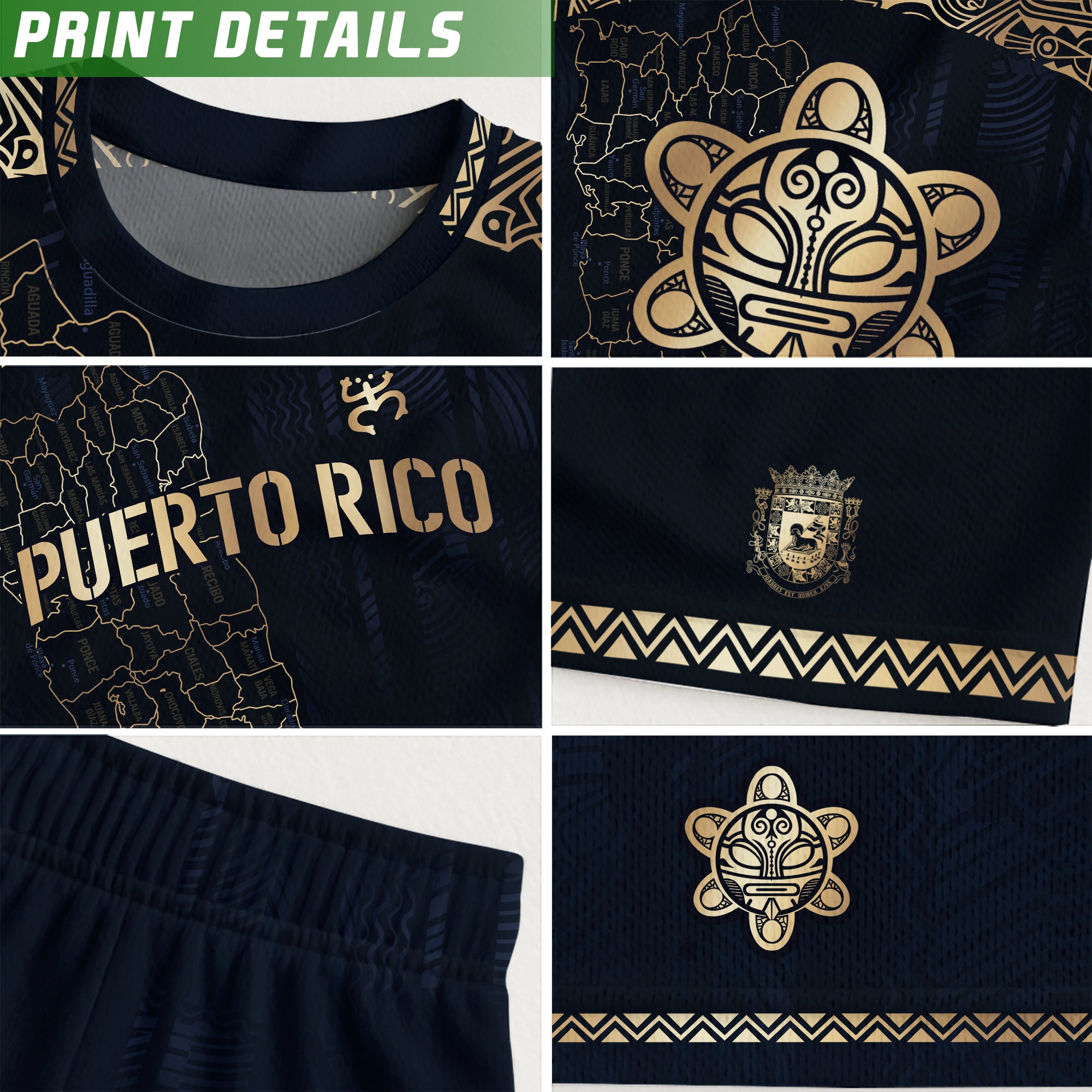 Camiseta de fútbol con máscara taína boricua azul marino de Puerto Rico, bandera tribal, orgullo nacional